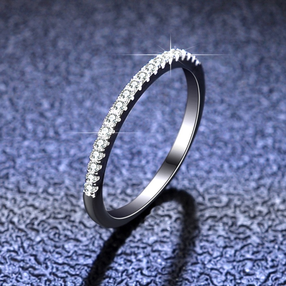 Brand New Moissanite Wedding Band 18K White Gold Plated Sterling Silver Rings - Picture 3 of 16